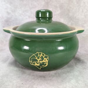 Vintage Green Western Stoneware 1605 Bean Pot Casserole Sunbonnet Dutch Girl Lid